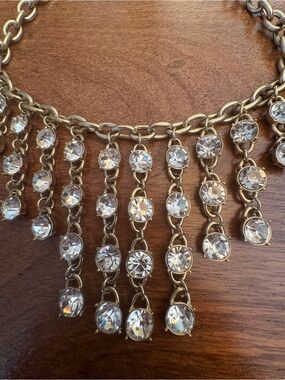 Gold tone necklace 16 to 18 Rhinestones